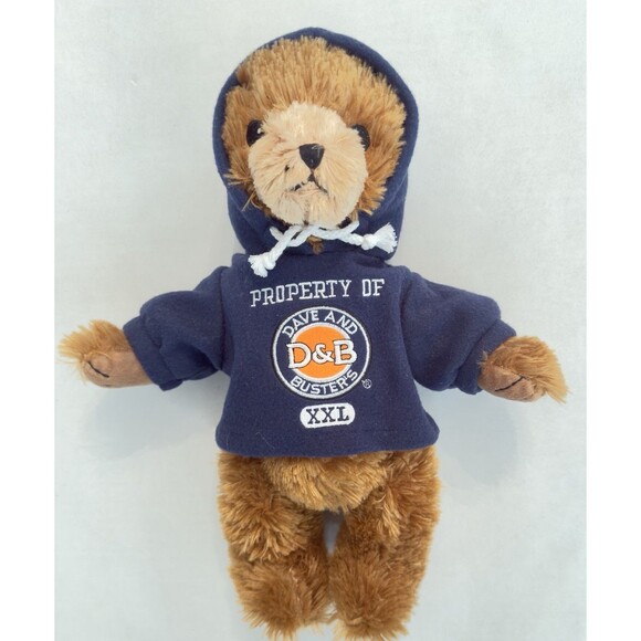 Other - Dave and busters Plush 14" Bear in Navy Hoodie Stuffed Animal Property of 2009